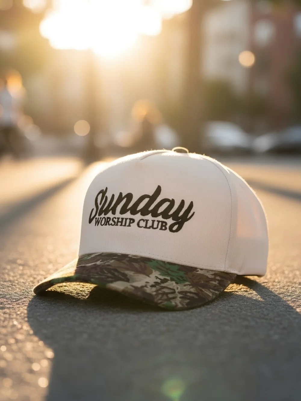 New! Sunday Worship Club Camo Baseball Cap Hat